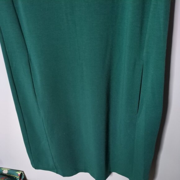Eileen Fisher Tencel Ponte 3/4-Sleeve Boat-Neck Dress Emerald Green Size Small - Picture 6 of 8
